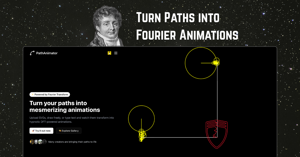 Cloud Fourier drawing (epicycles) | PathAnimator